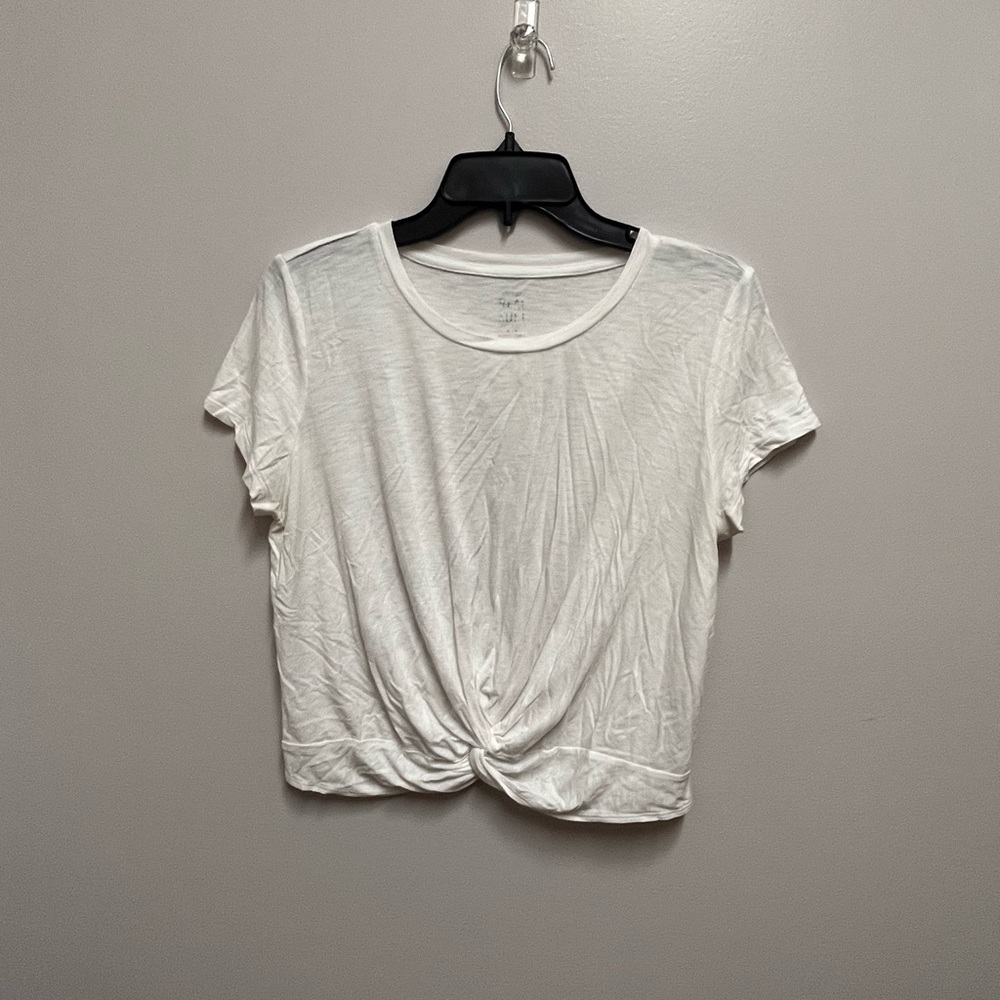 aerie White Twist-Front Short Sleeve Top